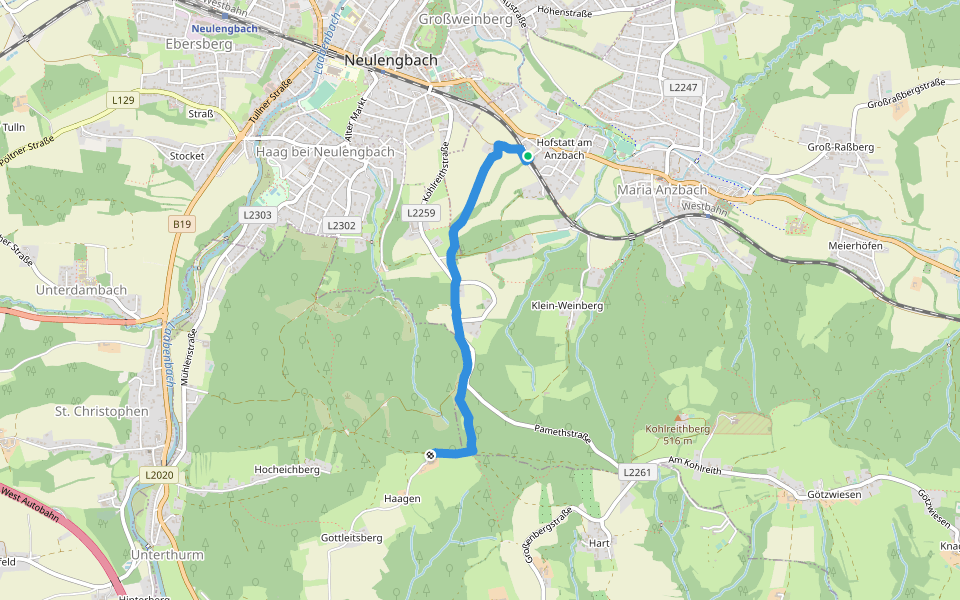 Hofstatt - Haagen walking route map in Hofstatt am Anzbach