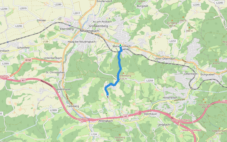 Maria Anzbach - Hart walking route map in Maria Anzbach