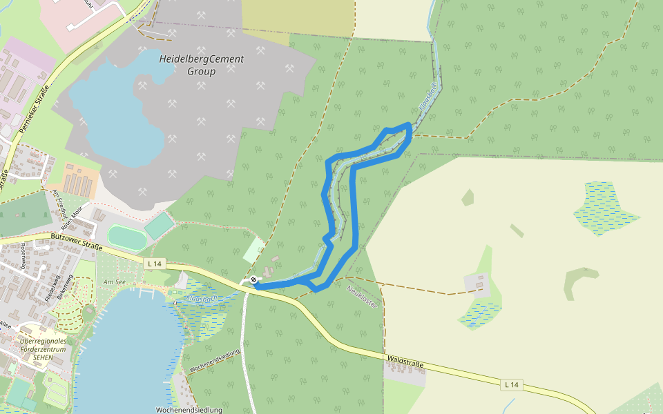 Rundweg Klaasbachtal walking route map in Neukloster