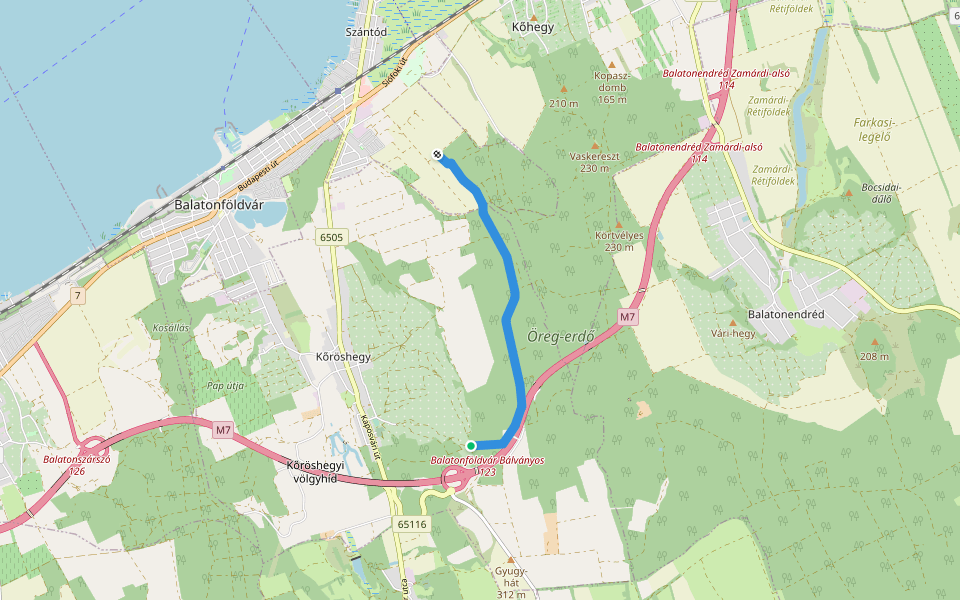 S+ (Kilences-tető – Cser-hegy) walking route map in Kőröshegy