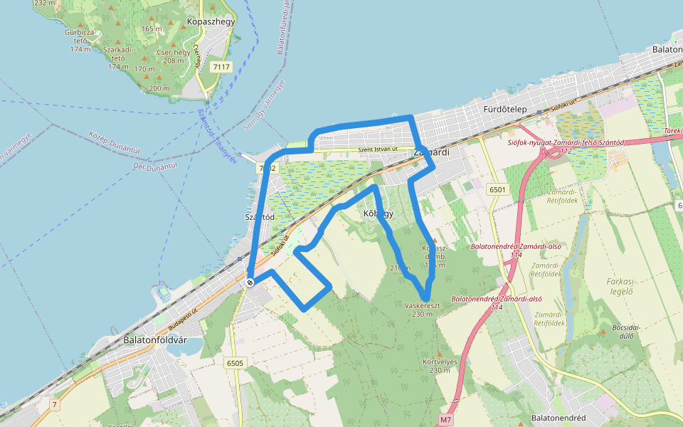 S (Szántód rév – Zamárdi, vá.) walking route map in Szántód