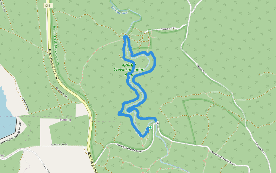 Werribee River Walk walking route map in Bunding