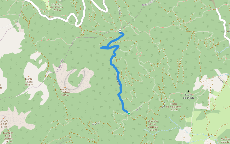 SL LP 124 Camino de la Faya-PR LP 16 walking route map in Villa de Mazo