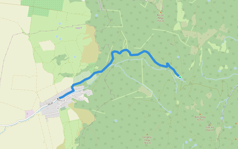 P■ (Fehér-kút – Hejce) walking route map in Fony