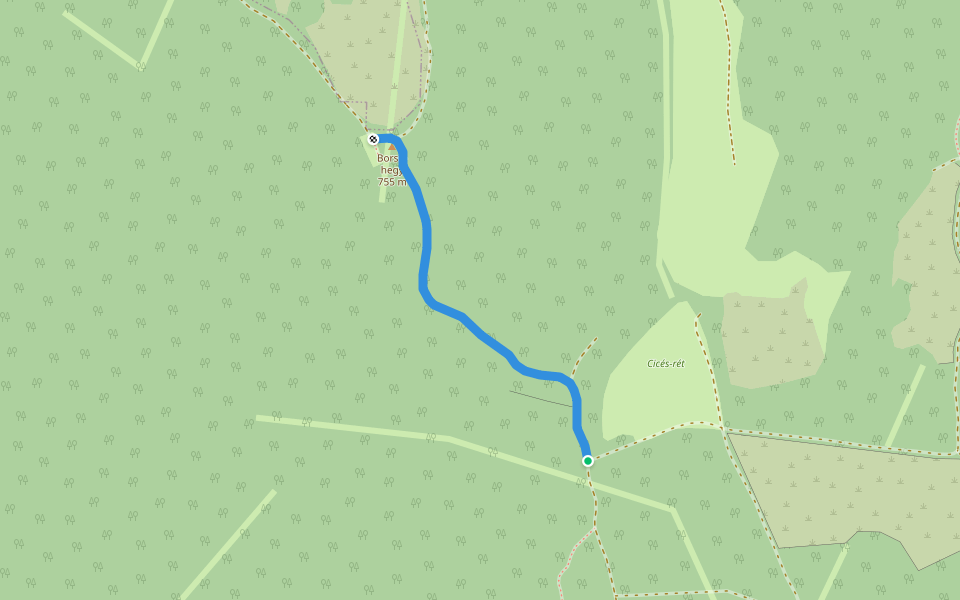 PE (Borsó-hegyi KFOR-emlékmű) walking route map in Fony