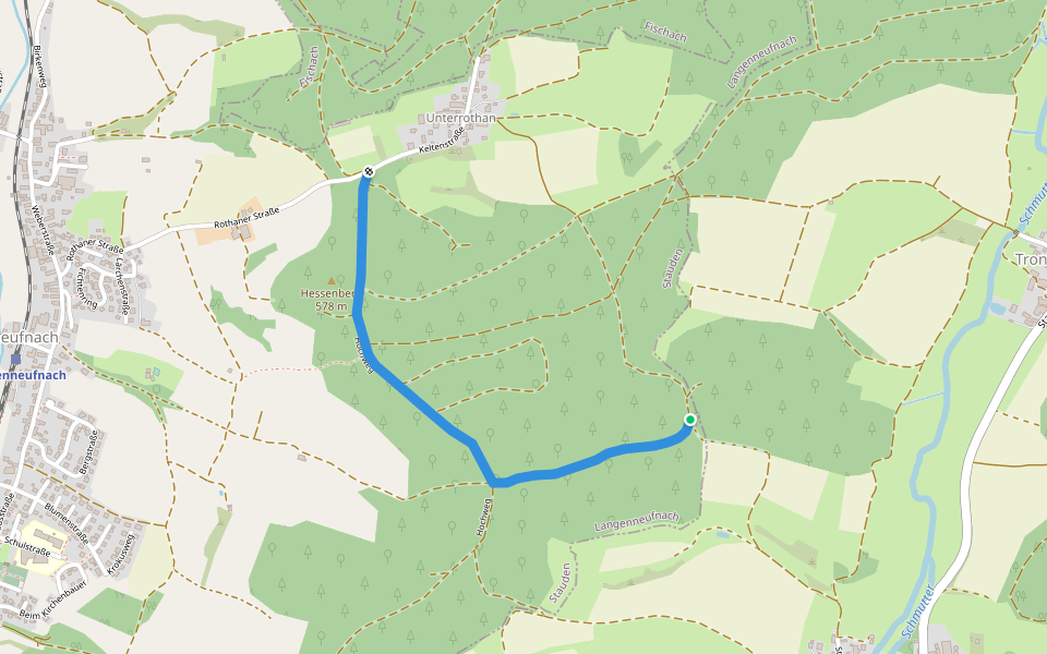 Rund um Unterrothan walking route map in Langenneufnach