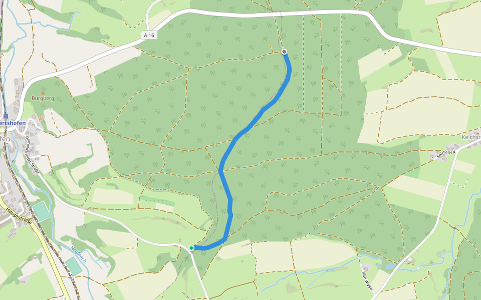 Um den Burgberg walking route map in Walkertshofen