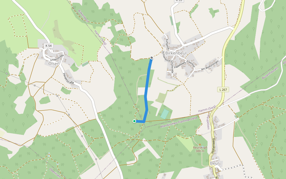 Köhlerroute walking route map in Birkenbeul