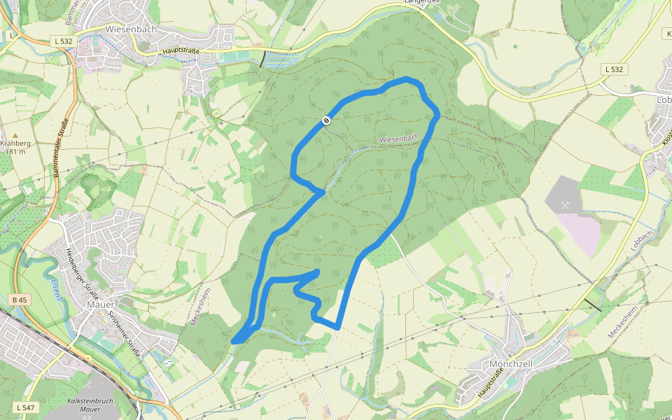 Rundwanderweg Meckesheim Salzberg 4: Mühlbach-Weg walking route map in Wiesenbach