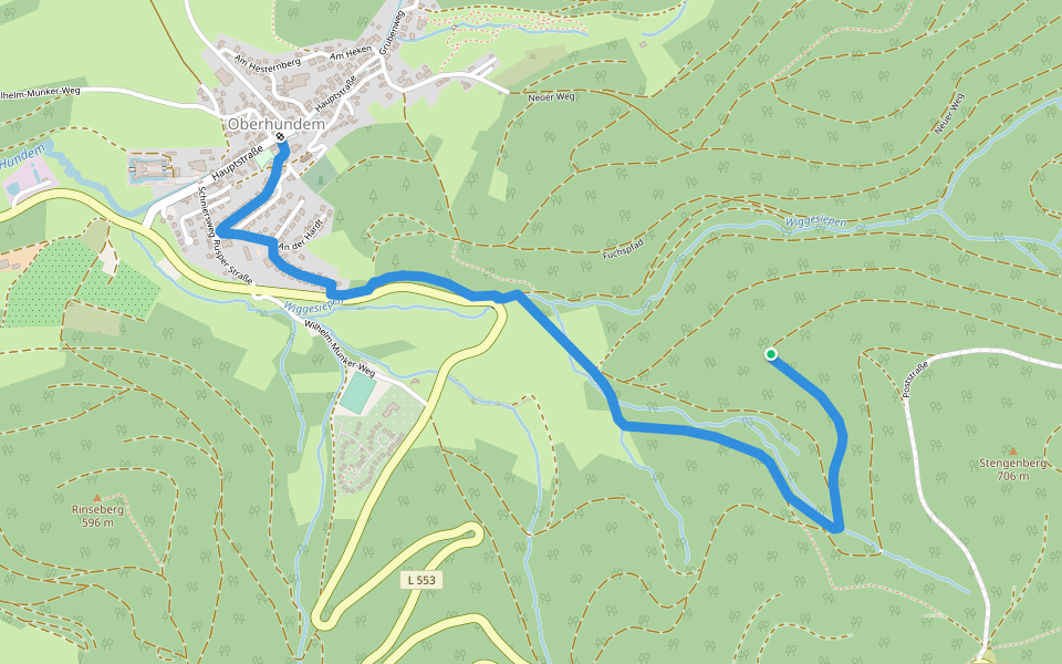 Rothaarsteig Zuweg Oberhundem Süd walking route map in Kirchhundem