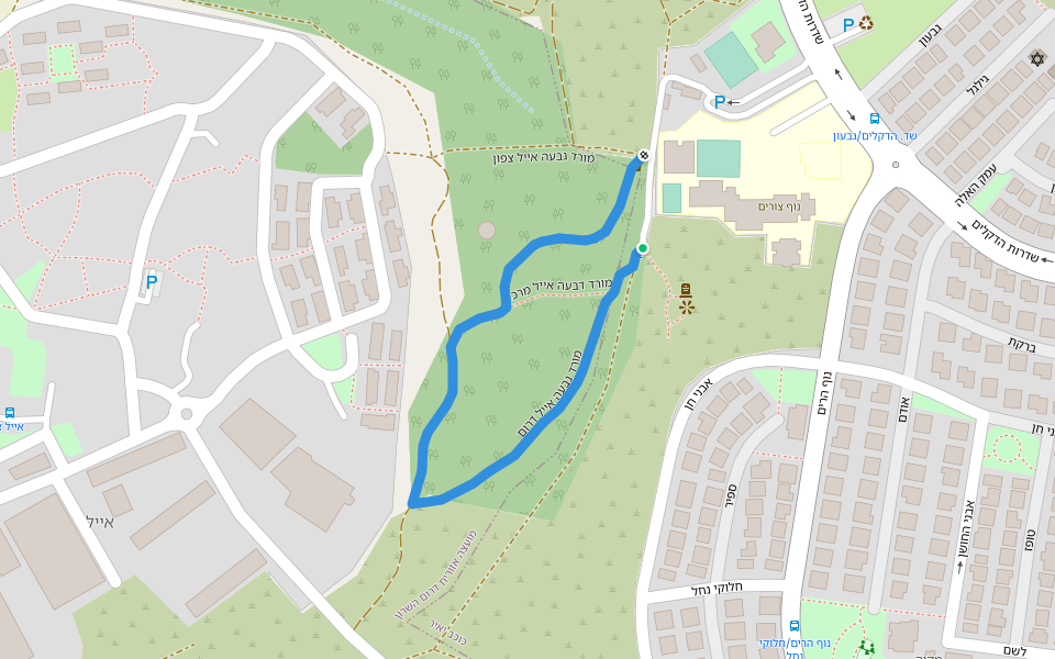 שביל יער אייל walking route map in Kokhav Ya'ir Tzur Yigal