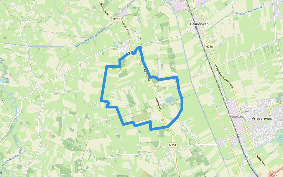 WNW Twente - Daarle - gele route walking route map in Daarle