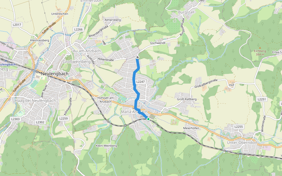 Maria Anzbach (Bhf) - Au walking route map in Maria Anzbach