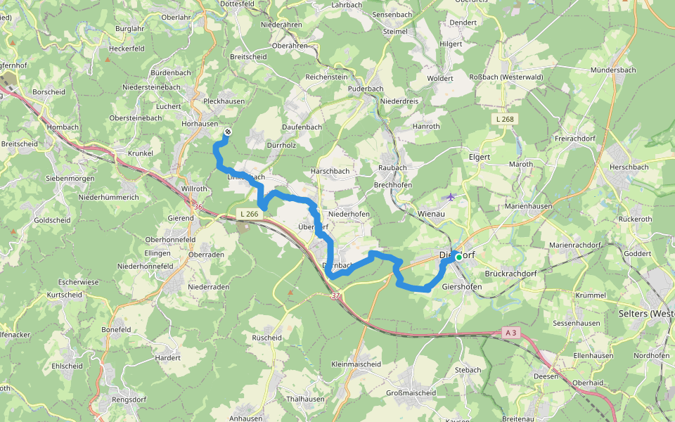 [K] Kölner Weg [14] Dierdorf - Grenzbach walking route map in Dierdorf