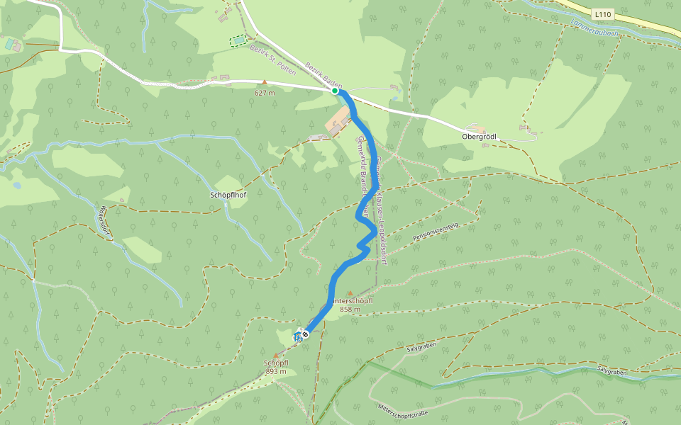 Voralpenweg 04 (Abstecher Schöpfl) walking route map in Wöllersdorf