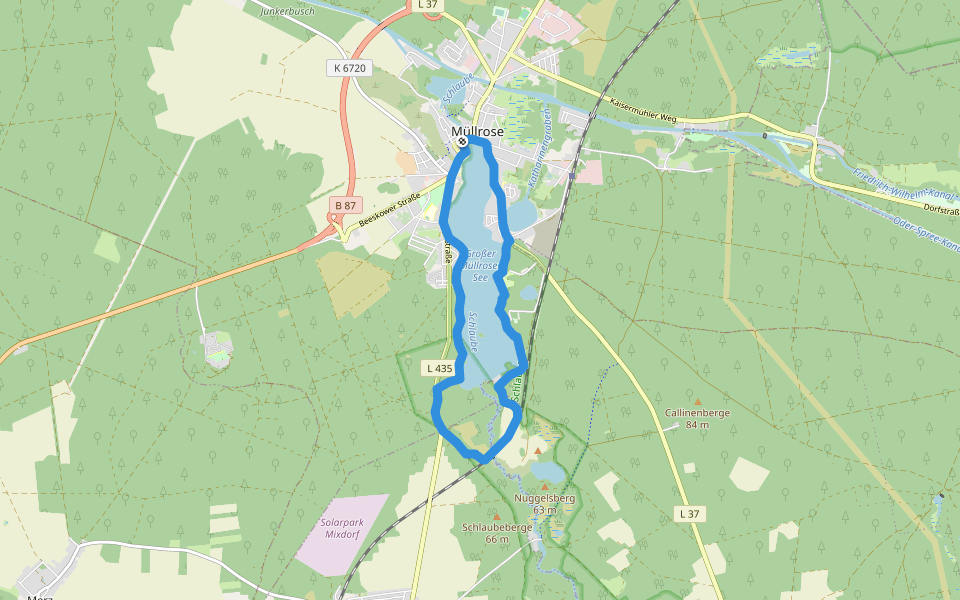 Rundwanderweg See walking route map in Müllrose