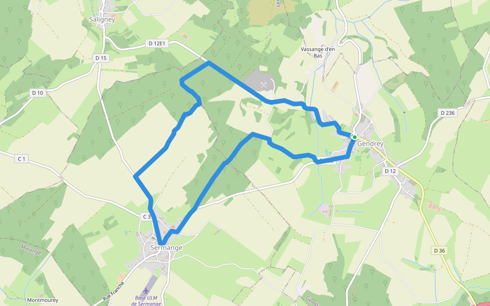 Circuit des Fontaines walking route map in Gendrey