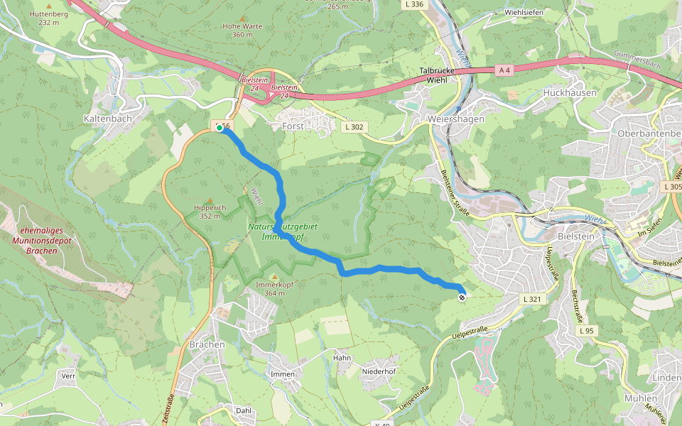 U Bielstein-Forst walking route map in Engelskirchen