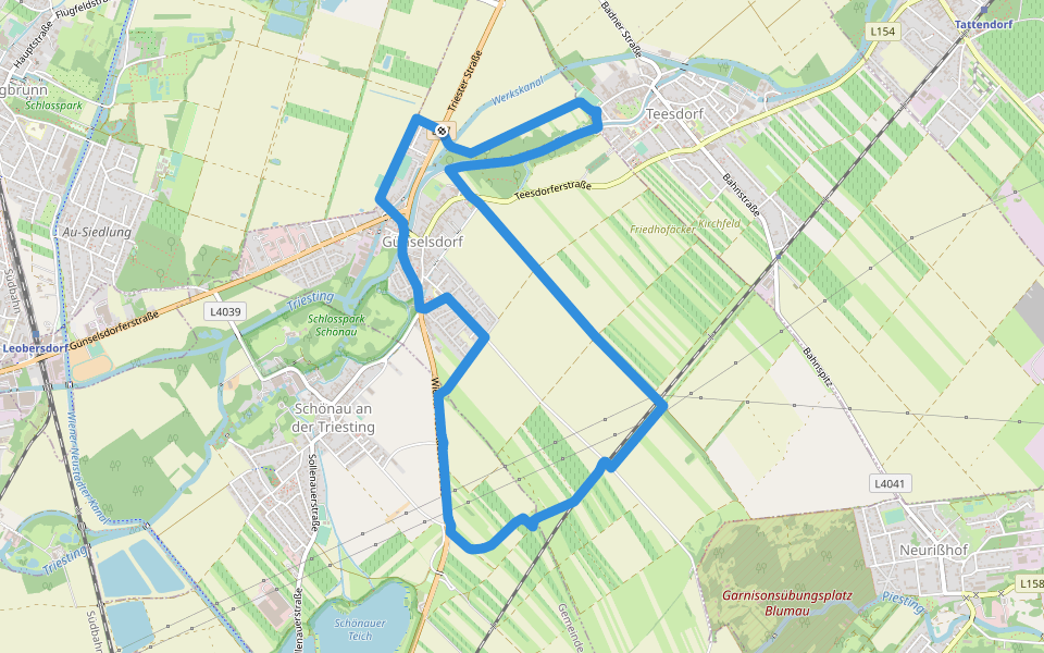 Rundstrecke Günselsdorf 8,9 km walking route map in Günselsdorf