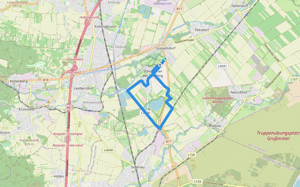Rundstrecke Schönau 8,5 km walking route map in Günselsdorf