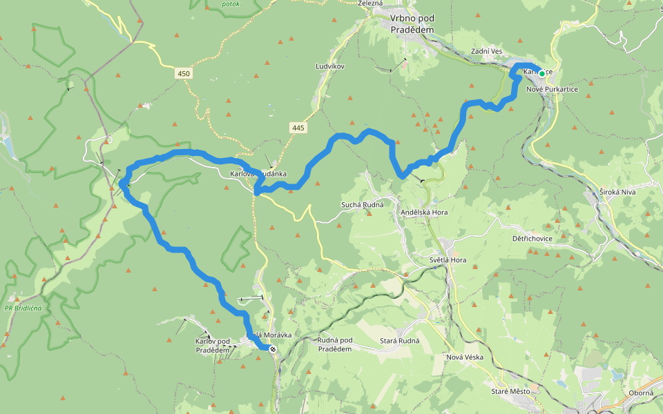 [Ž] Ovčárna - Brantice walking route map in Karlovice