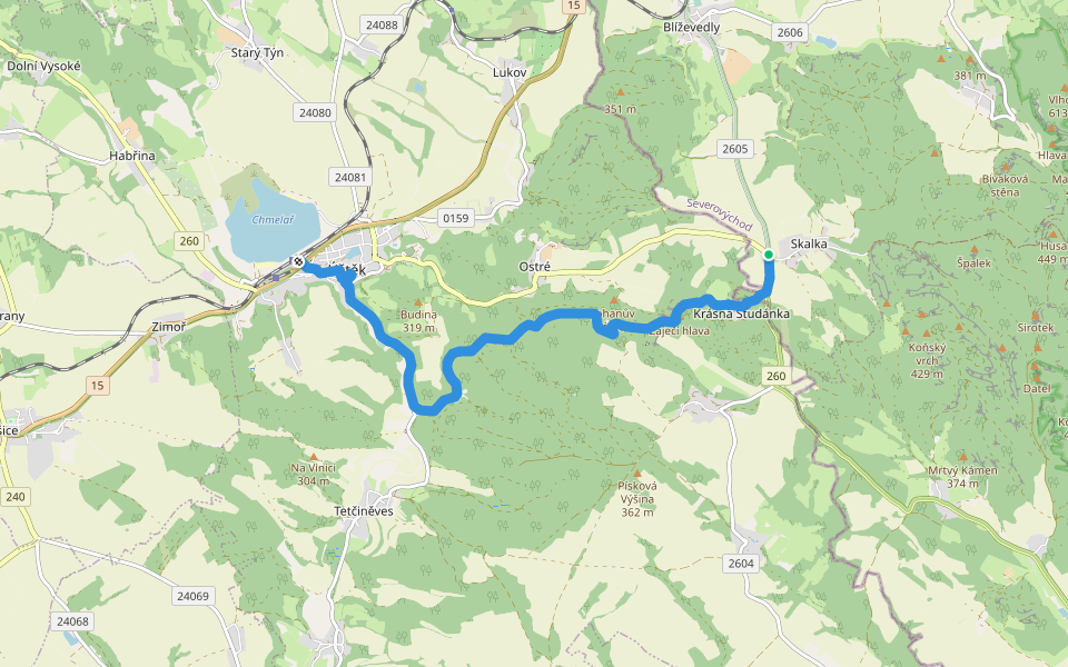 [M] Úštěk - Skalka walking route map in Blíževedly