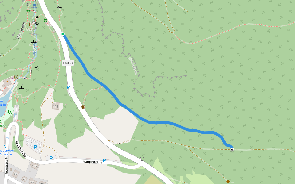 Myrafälle - Richtung Eichkreuz walking route map in Muggendorf
