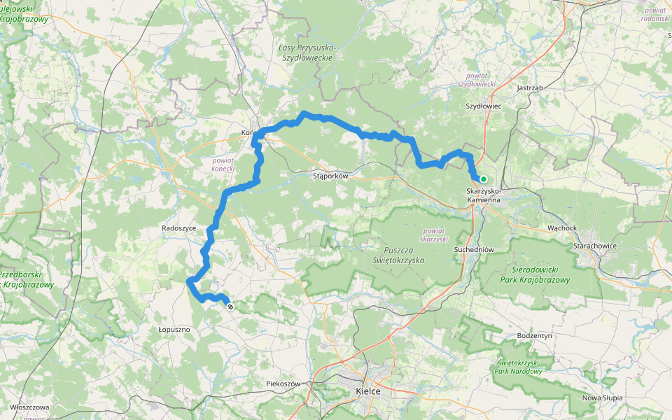 Kuźniaki - Pogorzałe walking route map in Rączki