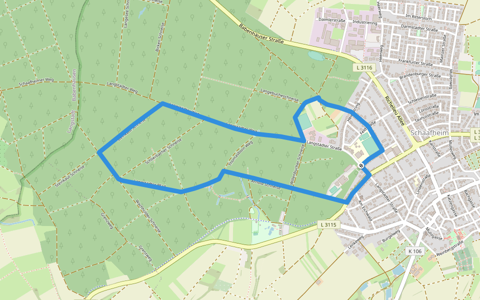 Rundwanderweg Schaafheim 3 : Richelieu-Weg walking route map in Schaafheim