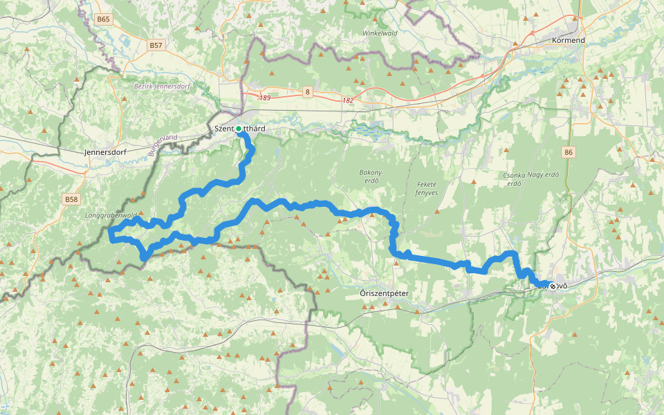 P, Őrvidéki Piros (Zalalövő – Felsőszölnök – Szentgotthárd) walking route map in Szentgotthárd