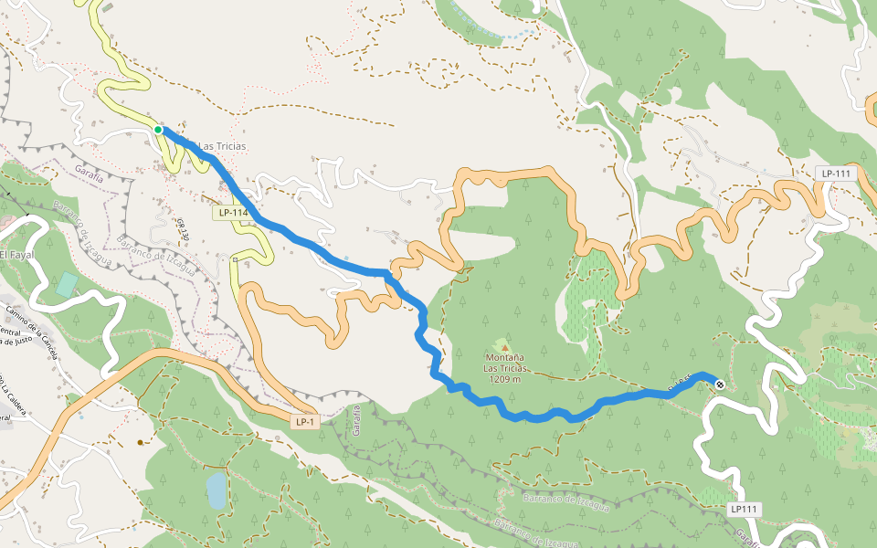 SL LP 55 Las Tricias-Wanderweg PR LP 10 walking route map in Las Tricias