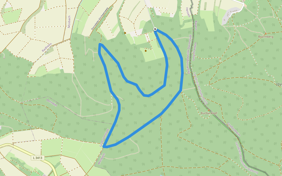 Rundwanderweg Schaafheim Sterbach 3: Kesselrain-Weg walking route map in Schaafheim