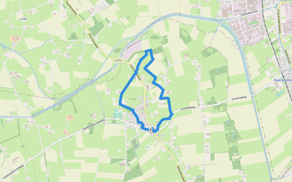 WNW Twente - Daarle - blauwe route walking route map in Daarle