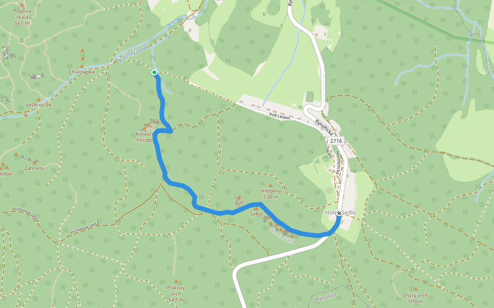 [Z] Krkávčí Skály (Horní Sedlo - Pod Vraními skalami) walking route map in Hrádek nad Nisou