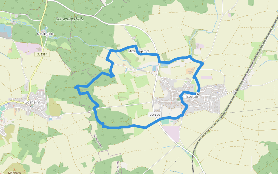 Rundwanderweg Monheim 15 walking route map in Fünfstetten