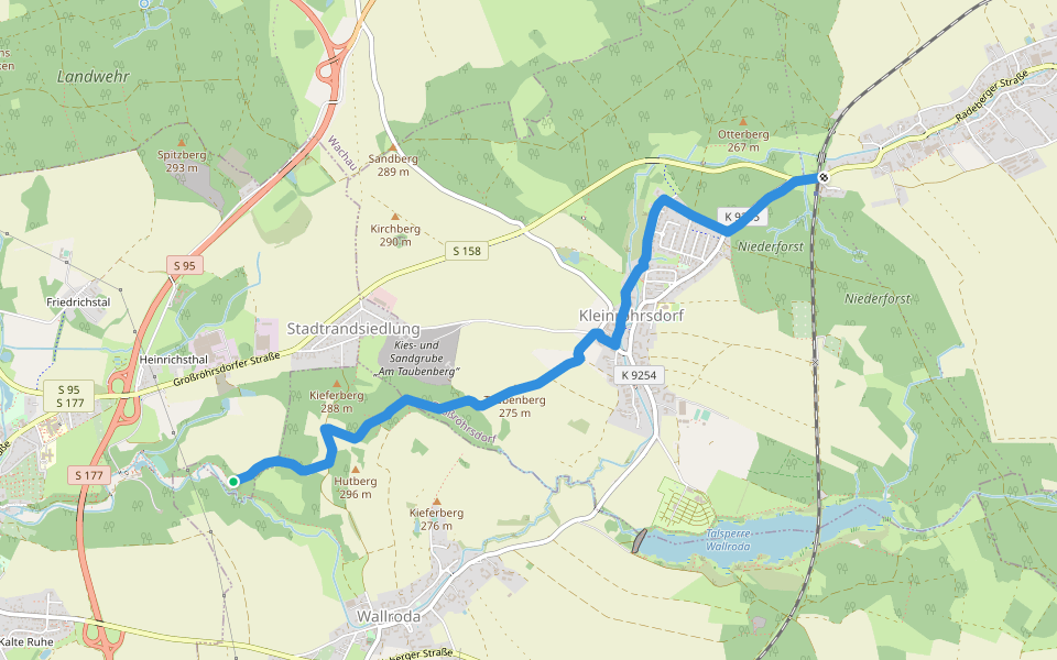 Bf. Kleinröhrsdorf - Hüttertal walking route map in Radeberg