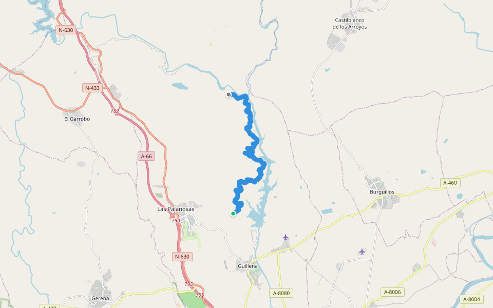 Sendero Ruta del Agua de Guillena walking route map in Guillena