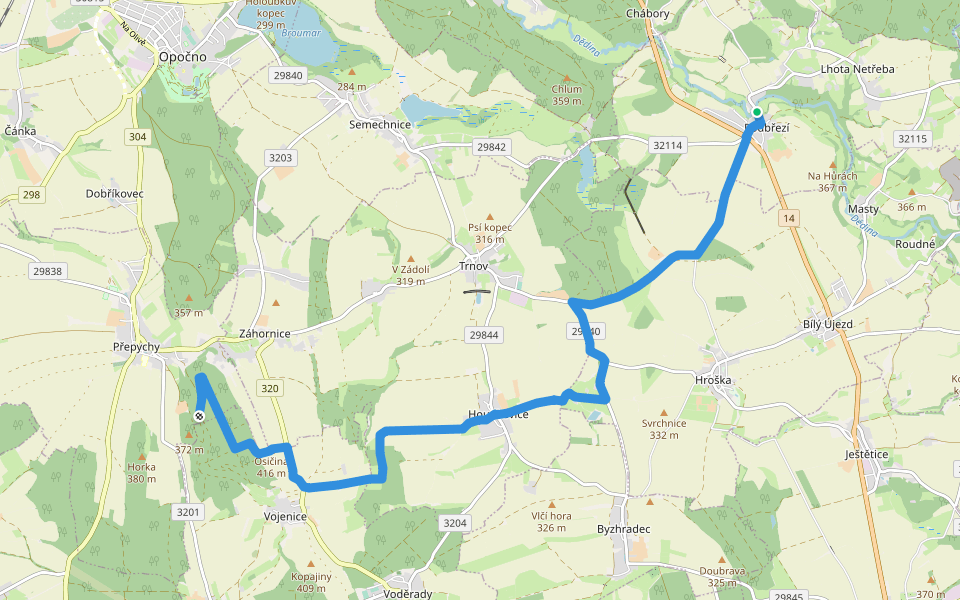 [Z] Dřízna - Podbřezí walking route map in Podbřezí