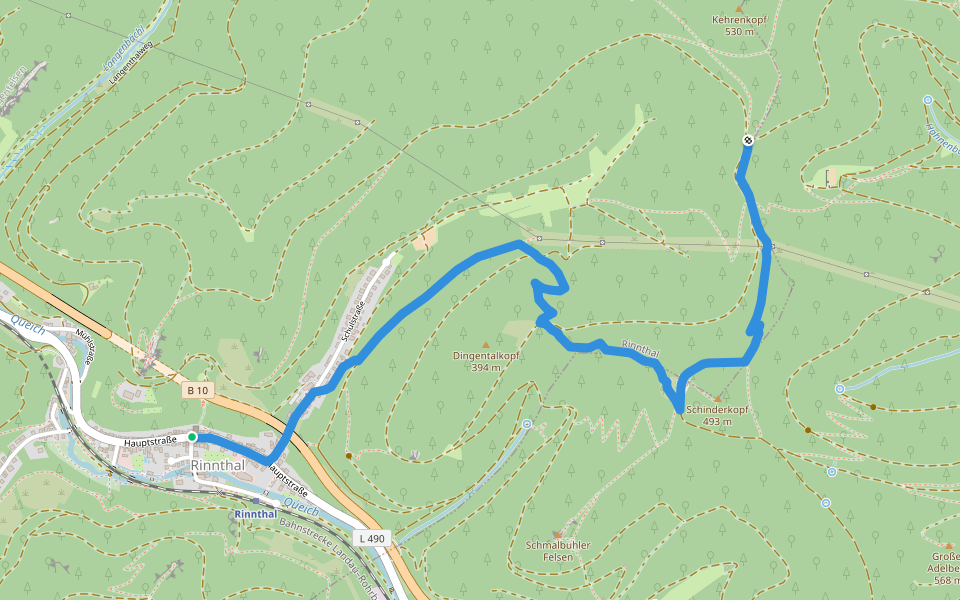 Hüttenweg walking route map in Rinnthal