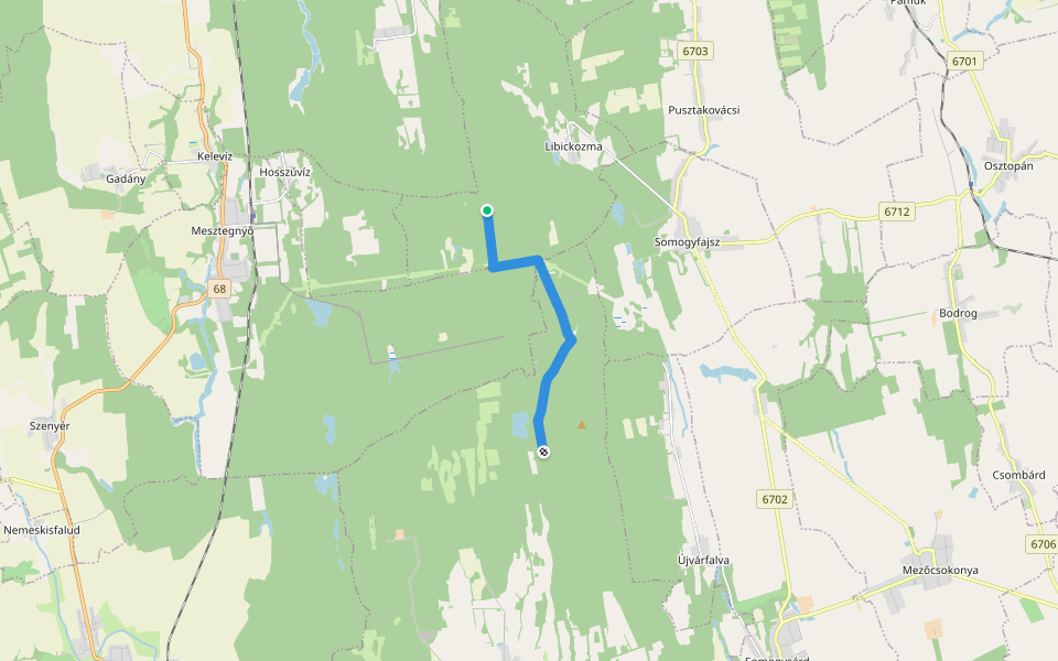 S+ (Háromház – Alsókak) walking route map in Libickozma