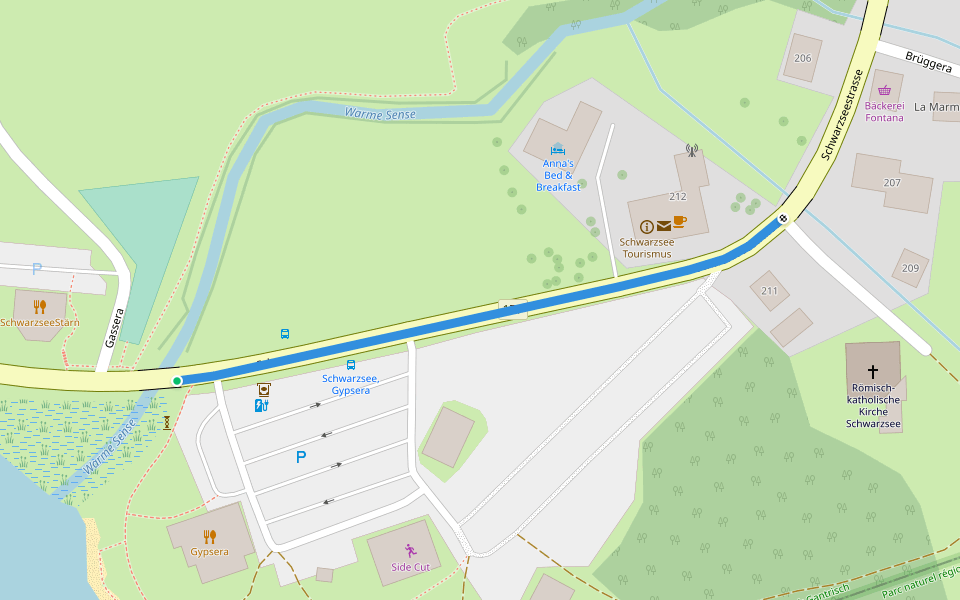 Schwarzsee Gypsera - Schwarzsee walking route map in Schwarzsee