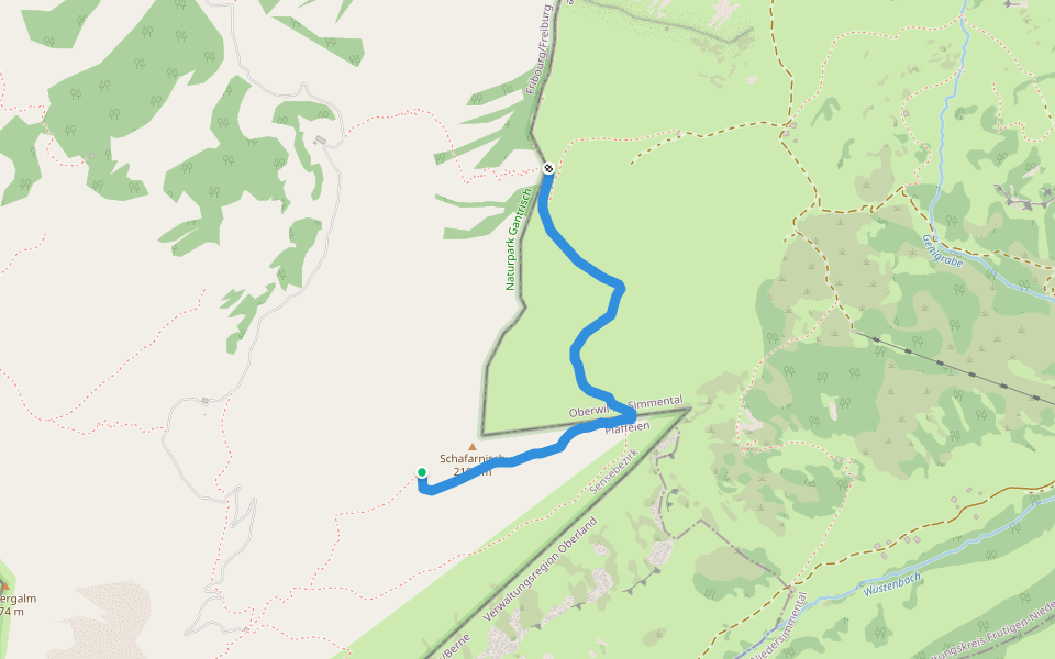 Schafarnisch - Chänelpass walking route map in Oberwil im Simmental