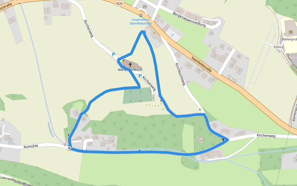 Kreuzweg walking route map in Unterhöflein