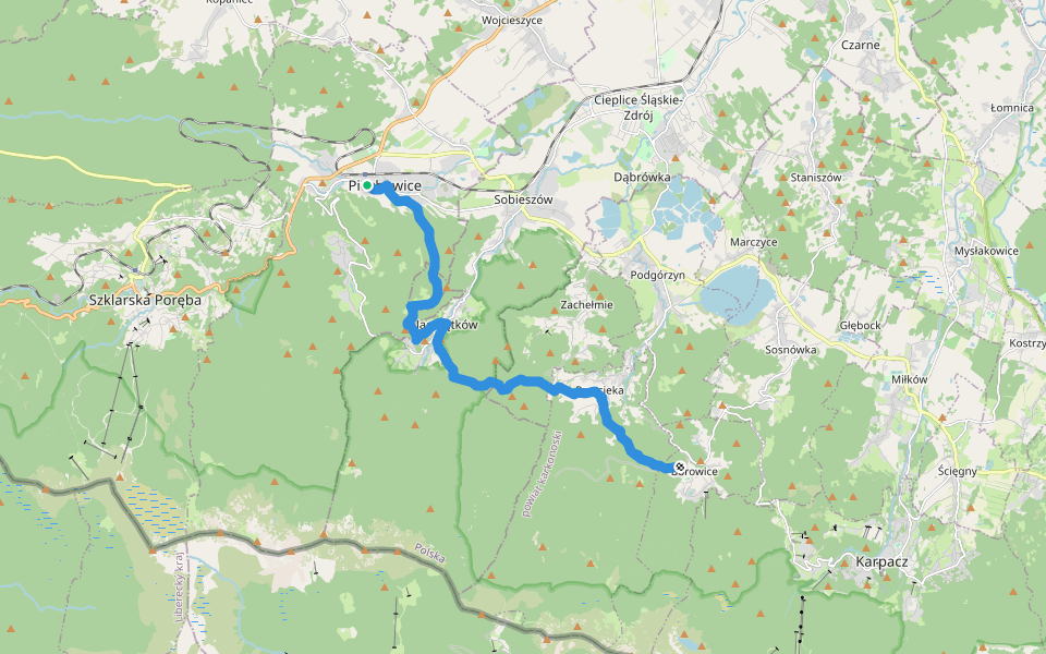 Piechowice - Borowice walking route map in Piechowice