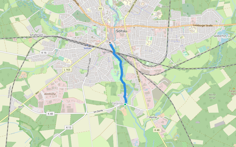 Wanderweg Heidschnucke Soltau-Wietzendorf walking route map in Soltau