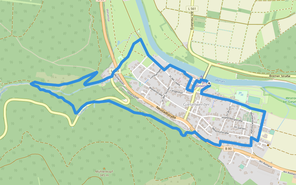 Eco Pfad Gieselwerder walking route map in Wesertal