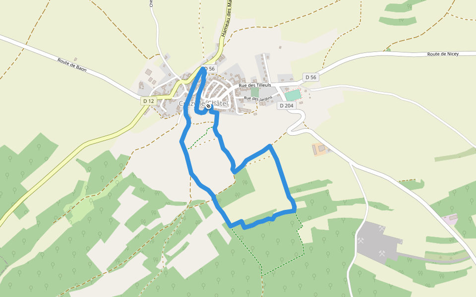 Le Sentier des Animaux walking route map in Cruzy-le-Châtel