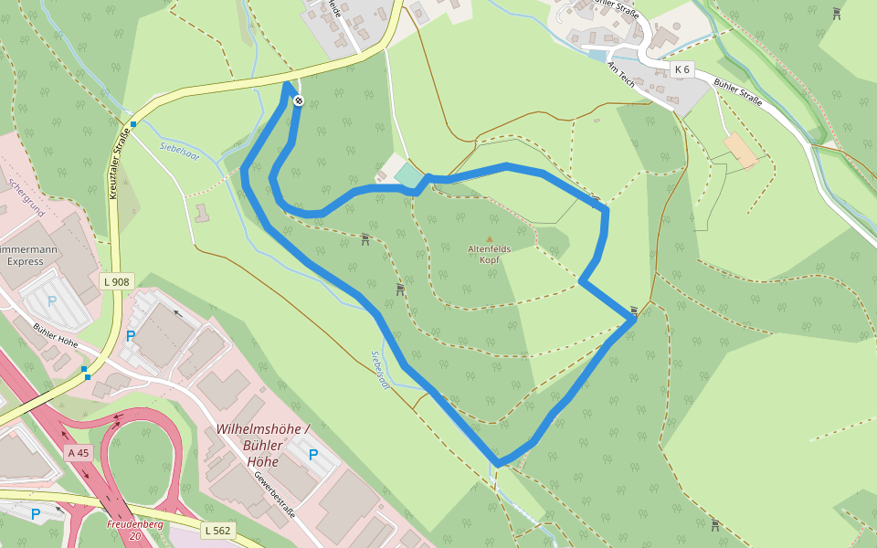 Altenfelds Kopf Rundweg A5 walking route map in Freudenberg