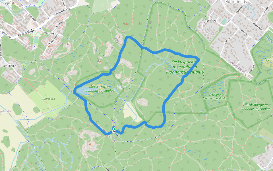 Tikankierros walking route map in Helsinki