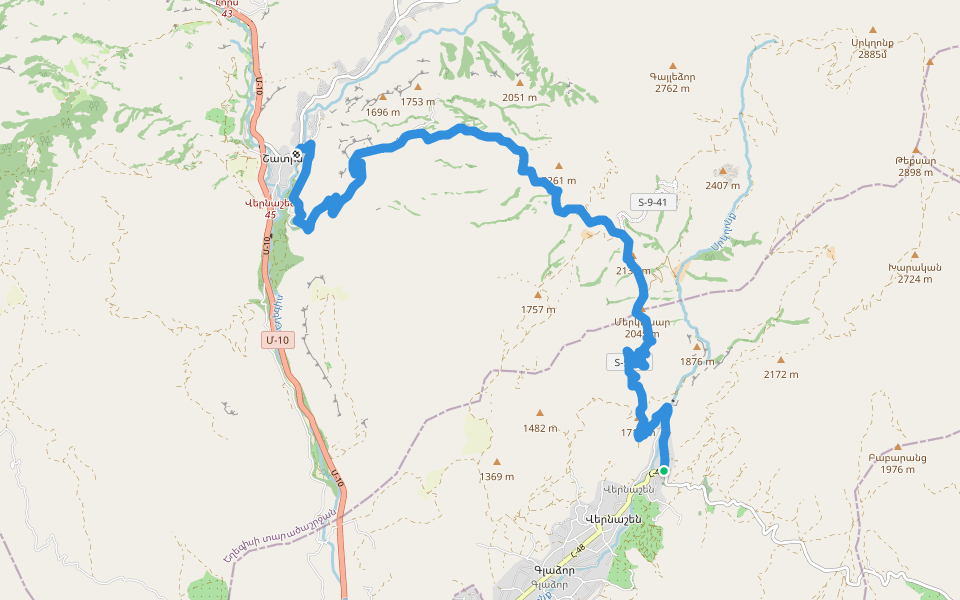 Vernashen - Shatin walking route map in Vernashen